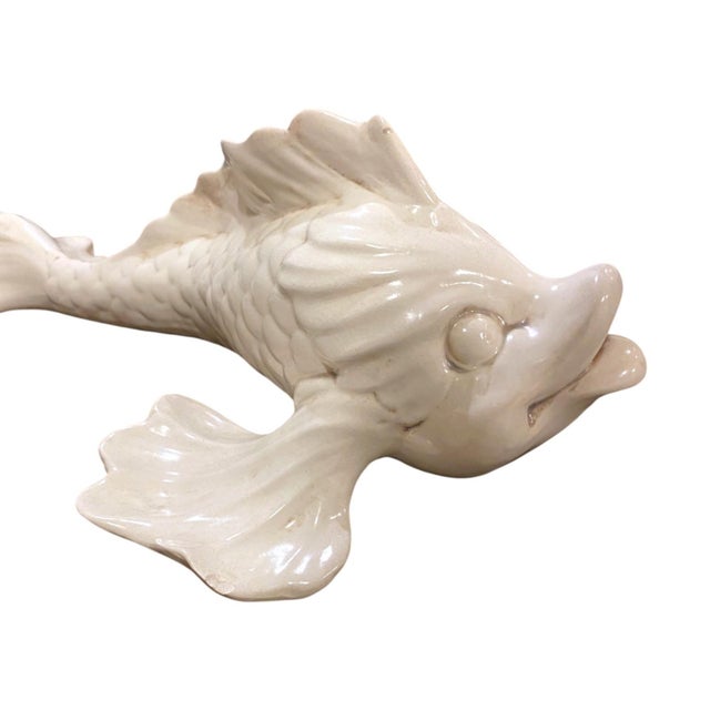 Freeman McFarlin White Pottery Fish Koi Wall Art Large 19" Mid-Century Modern Decor Rare For Sale - Image 11 of 14
