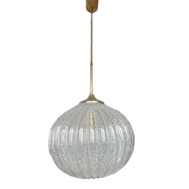 Vintage German Crackle Glass Pendant Lamp from Doria, 1960s For Sale - Image 15 of 15