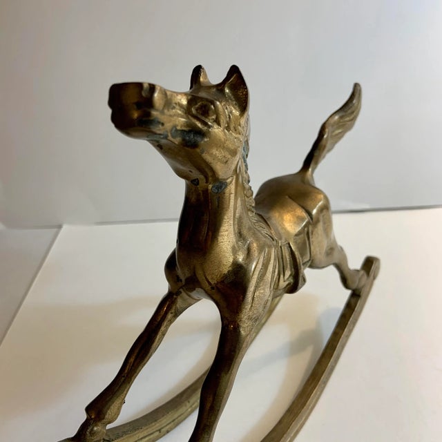 1980s 1980s Vintage Brass Rocking Horse For Sale - Image 5 of 7