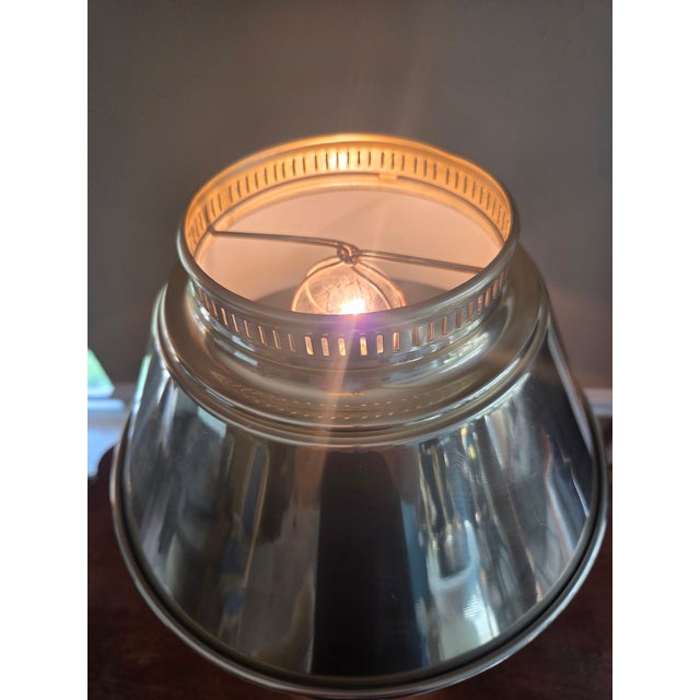 Vintage Wood and Brass Candlestick Library Lamp For Sale - Image 9 of 11