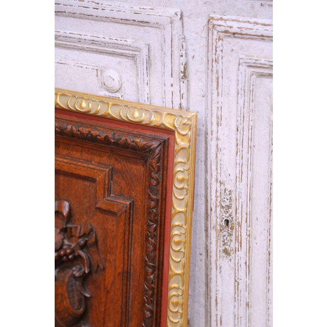 Pair of 19th Century French Carved Oak Wall Harvest Panels in Gilt Frames For Sale In Dallas - Image 6 of 11