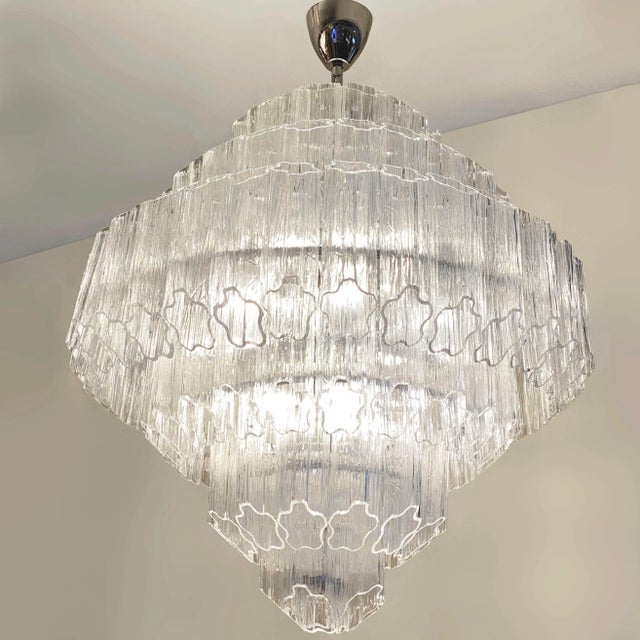 2020s Bespoke Italian Art Deco Design Crystal Murano Glass Nickel Modern Chandelier For Sale - Image 5 of 10