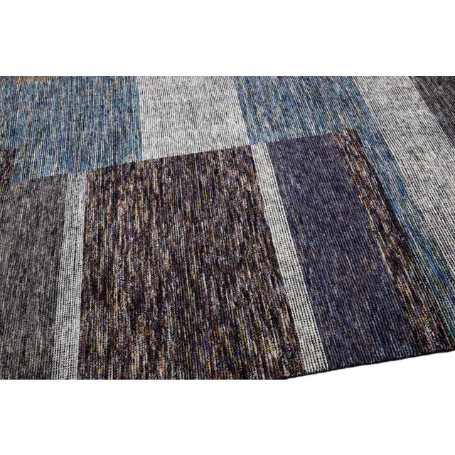 2020s Modern Apadana's Safi Collection Handmade Earthy Tone Abstract Designed Wool Rug For Sale - Image 5 of 11
