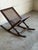 Danish Modern Rocking Magazine Rack in Dark Wood and Cane Denmark 1960s For Sale - Image 4 of 8