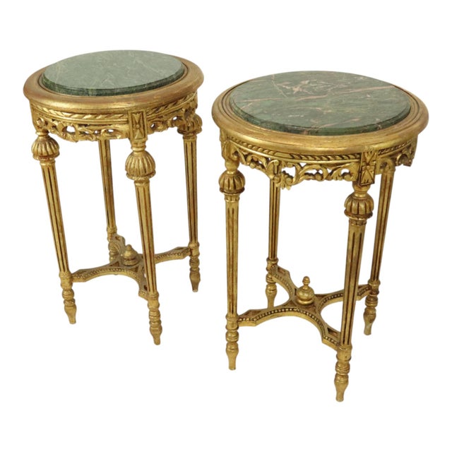 Antique Empire French Side Tables Plant Tables in Marble, 1890s, Set of 2 For Sale - Image 16 of 18