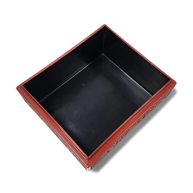 Late 19th Century Qing Lacquer and Hand-Carved Varnished Wood Decorative Box, China For Sale - Image 6 of 10