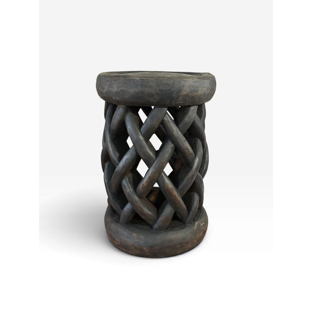 Vintage Tribal Nobility Bamileke Braided Stool/Table Cameroon 16" H For Sale - Image 4 of 9