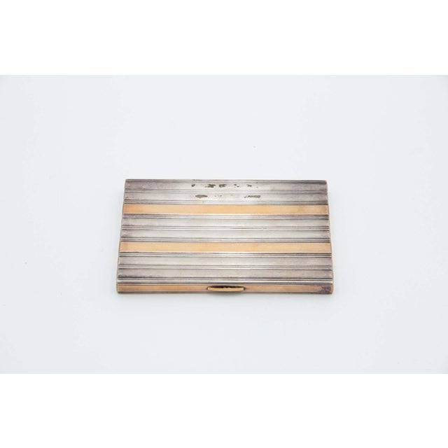 Gold and Silver Cigarette Case with Highlighted Bands, in Good conditions. Designed 1920 to 1949