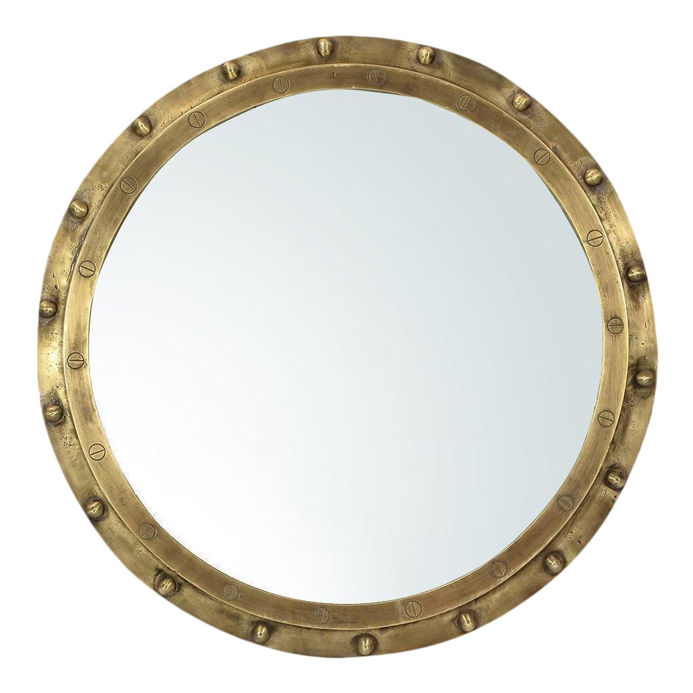 Industrial Brass Rivet Mirror Chairish
