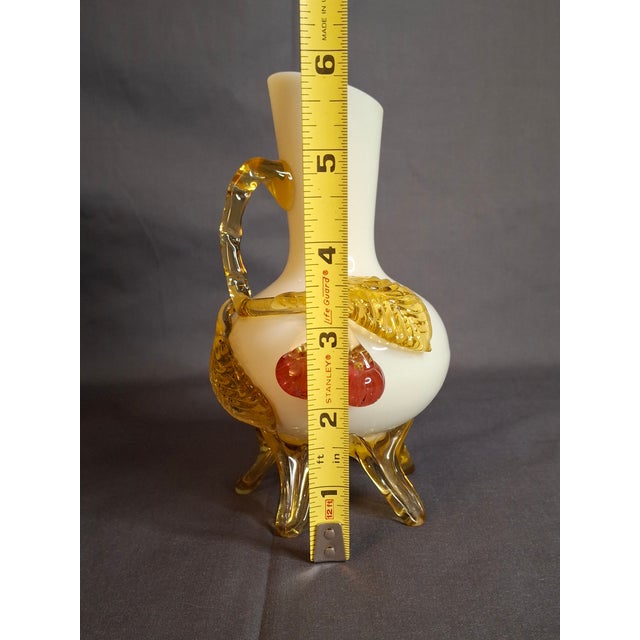 Victorian Antique Stevens & Williams Custard Uranium Glass Vase Applied Cherries Victorian C. 1880s For Sale - Image 3 of 18
