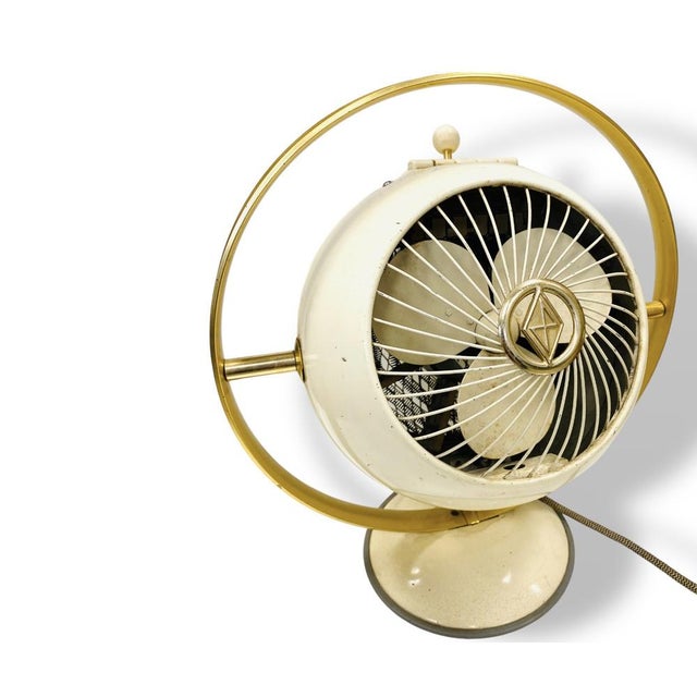 Cream White Fan by Prometheus, 1950s For Sale - Image 6 of 18