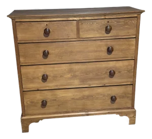 Antique Pine Two Over Three Drawers - Chest of Drawers From England