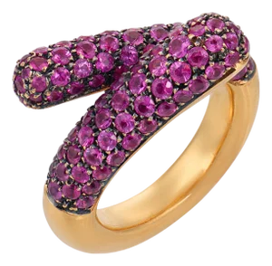 Vintage Italian 3.50 Carat Pink Sapphire 18k Yellow Gold Bypass Ring, Size 6.5