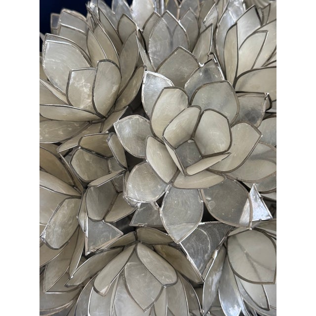 Vintage 18" Capiz Shell Lotus Flower Chandelier For Sale - Image 4 of 5