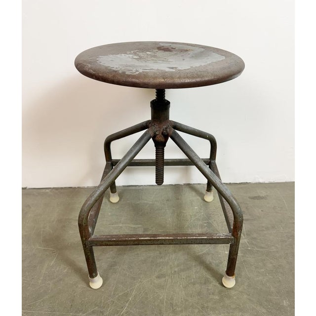 Industrial Iron Adjustable Swivel Stool, 1960s For Sale - Image 14 of 18