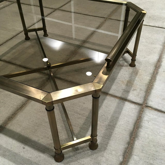 Mastercraft Brass & Glass Coffee Table After Jansen For Sale - Image 11 of 13
