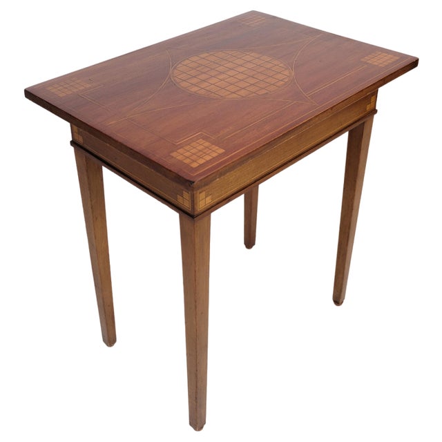 Side Table in Mahogany & Walnut Marquetry, 1920s For Sale