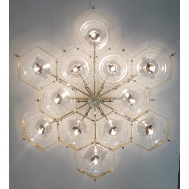 Not Yet Made - Made To Order 21st Century Beehive Polished Brass Clear Murano Flush Mount by Fabio LTD For Sale - Image 5 of 7