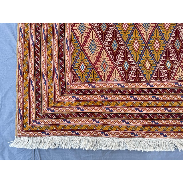 High Quality Gold Mushwani Hand-Woven Kilim Rug - 6'2" X 4'9" For Sale - Image 4 of 12