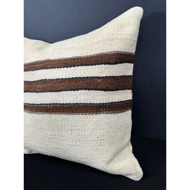 Contemporary Turkish Hemp Pillow Cushion Natural Beige Brown Pillow Cushion Cover 20"x20" For Sale - Image 3 of 4