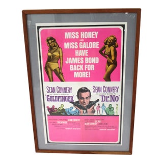 Vintage James Bond 1966 Goldfinger Dr. No Movie Theater Poster For Sale