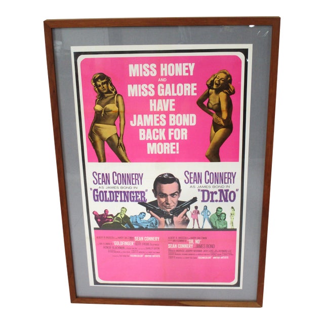 Vintage James Bond 1966 Goldfinger Dr. No Movie Theater Poster For Sale