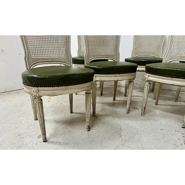 Louis XVI Style Chairs in Patinated Beechwood, Set of 7 For Sale - Image 5 of 16