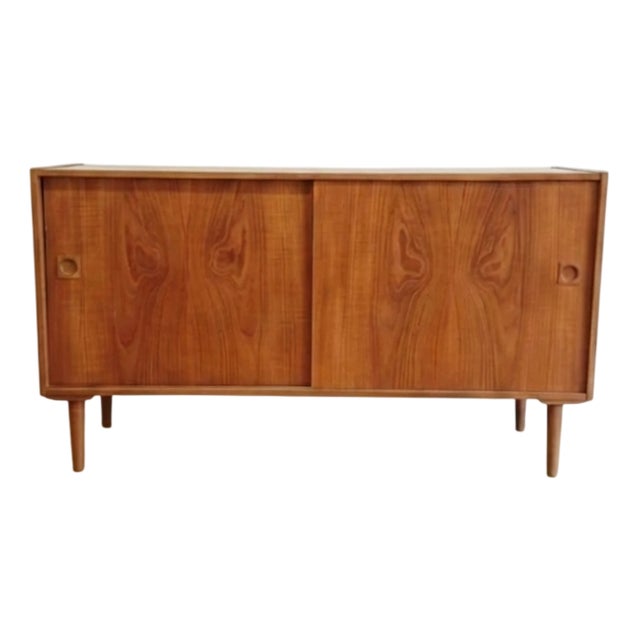 Vintage Danish Teak Sideboard with Sliding Doors, 1950s For Sale