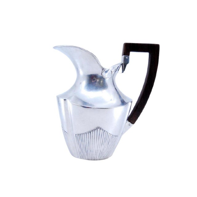 Fluted Silver Milk Jug with Wooden Handle For Sale - Image 9 of 9