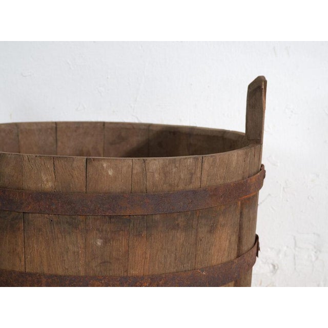 Vintage Wooden Barrel with Iron Straps, Central Europe, 1920 For Sale - Image 4 of 8