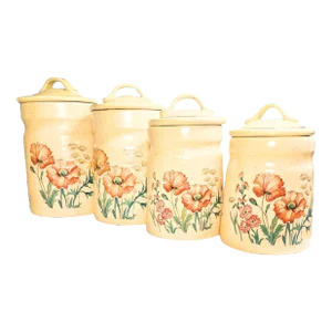 Wildflower Stoneware Canisters- Set of Four