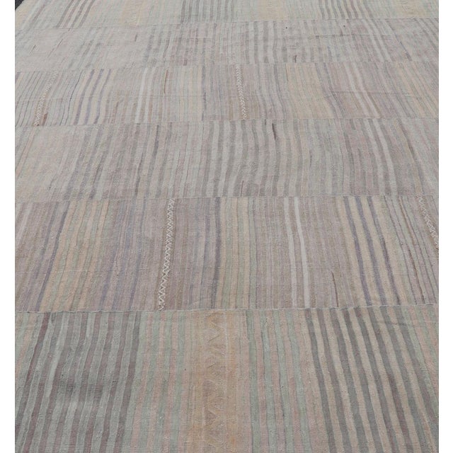 Measures: 10'0 x 15'0 Vintage Hand Woven Turkish Paneled Kilim Vintage Rug in Muted Colors. Keivan Woven Arts / rug...
