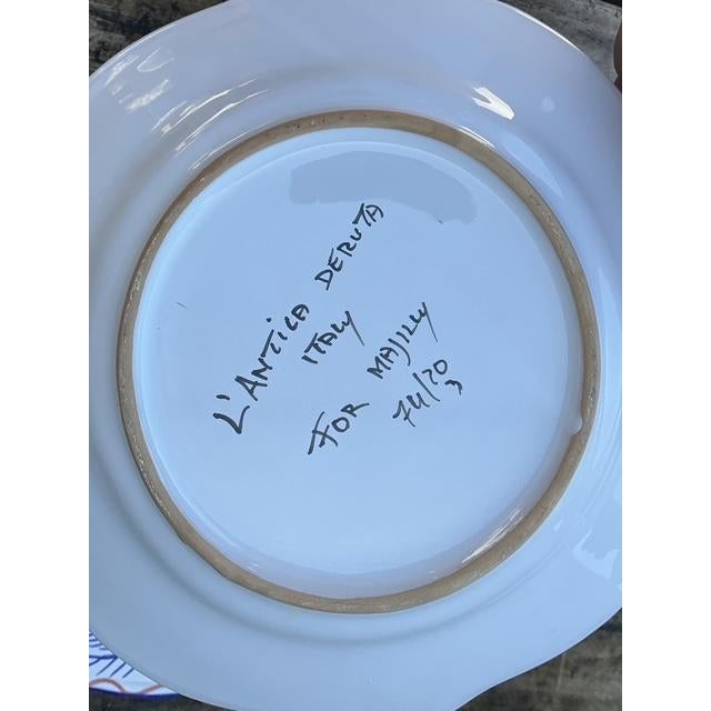 White Vintage Italian Hand Painted Fish Plates - Set of 12 For Sale - Image 8 of 12