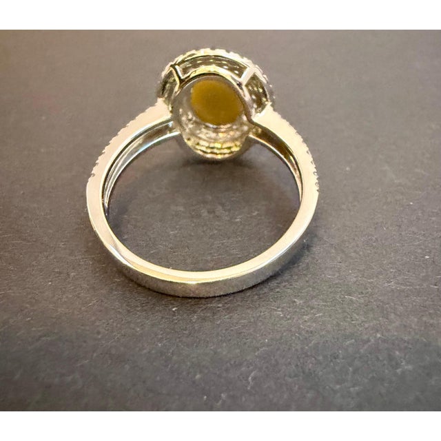 14k White Gold Diamond & Green Opal Chrome Diopside Cabochon Ring, 8 For Sale In New York - Image 6 of 8