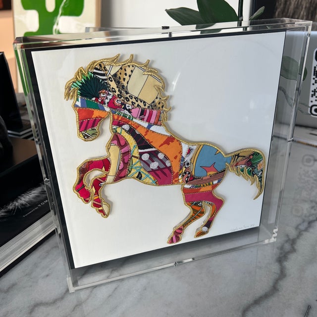 Textile Pure Painted Bronco Original Textile Art by Stephen Wilson For Sale - Image 7 of 9