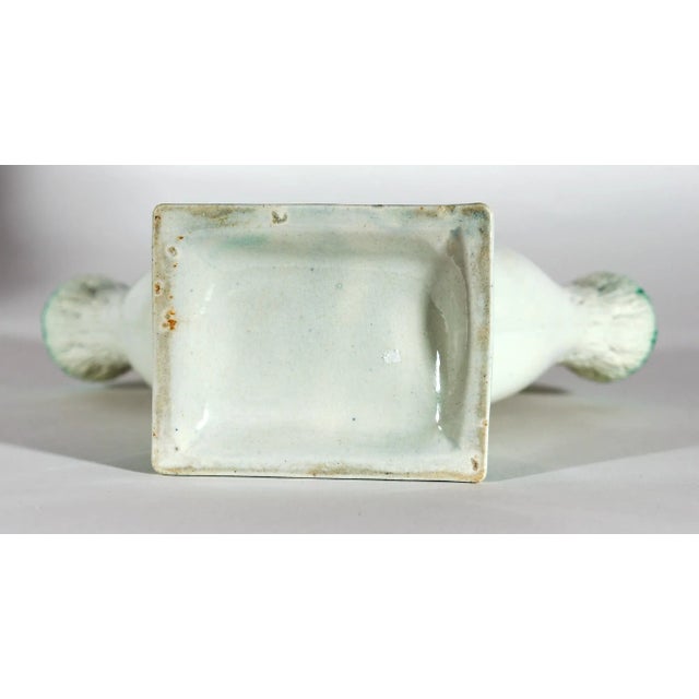 18th-Century Creamware Flower Finger or Quintell Vase With Green Molded Leaves For Sale - Image 9 of 10