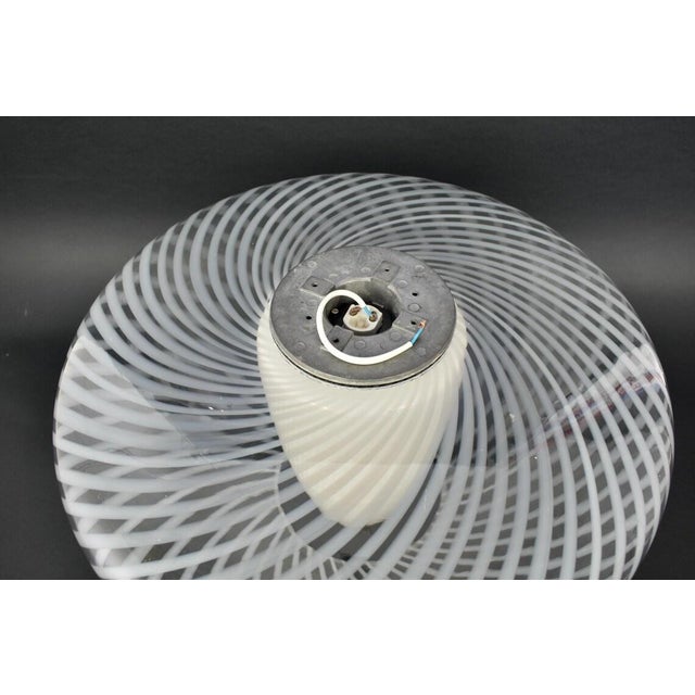Metal Vintage Large Aloys Gangkofner for Peill & Putzler Toledo Ceiling Light Mid Century Modern Flush Mount Glass Opaline Swirl Modernist Venini For Sale - Image 7 of 10
