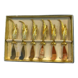 Vintage Boxed 24k Gold Plated Hors d'Oeuvre Knives - Set of 6