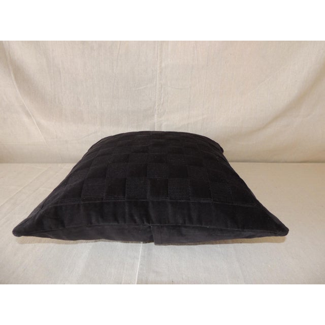 2000 - 2009 Black Check-Pattern Square Decorative Pillow From Portugal 18 X 18 For Sale - Image 5 of 5