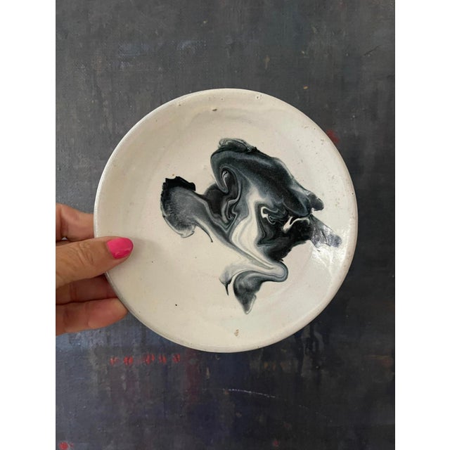 Art Deco Blue and White Swirl Potter 6” Plate For Sale - Image 3 of 5