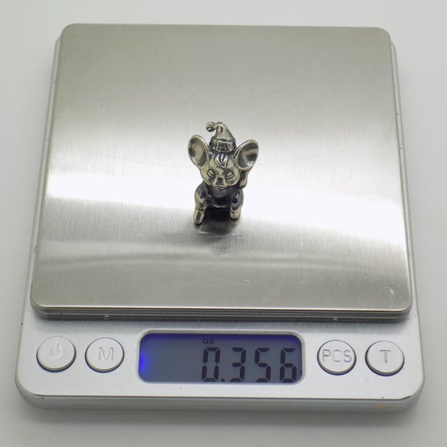 Black Vintage Italian Sterling Silver 925 Cartoon Mouse with Hat Figurine, Arezzo, 1980s For Sale - Image 8 of 10