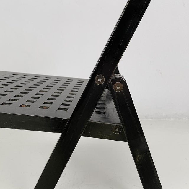 Italian Modern Black Wooden Folding Chairs, 1980s, Set of 2 For Sale - Image 11 of 18