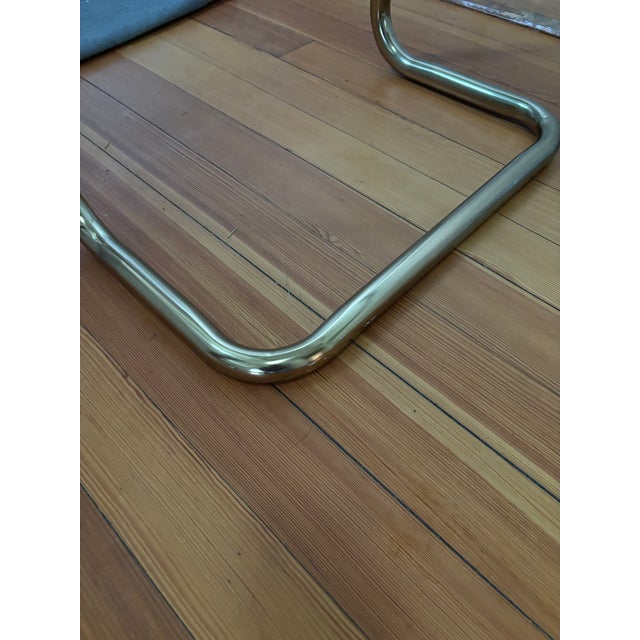 Brass Vintage 1970s/1980s Postmodern Tubular Brass and Glass Console Table, Desk, or Small Dining Table For Sale - Image 8 of 8