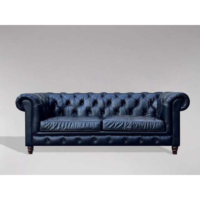 Black Leather Chesterfield 3-Seater Sofa, 1960s For Sale - Image 9 of 9