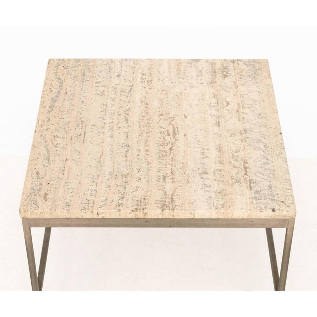 Metal Paul McCobb Travertine Top Side Tables, Pair For Sale - Image 7 of 7