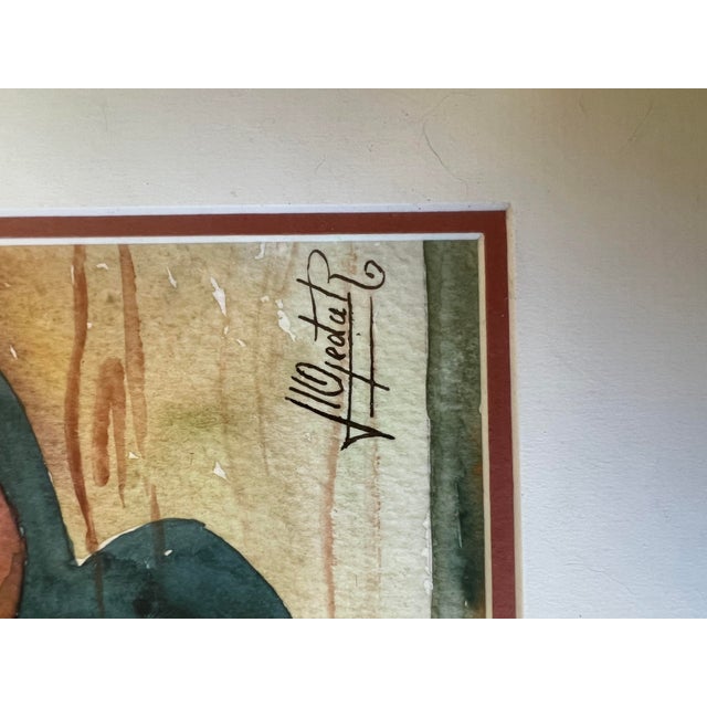 Mid-Century Modern Spanish Still Life Watercolor on Paper Gold Frame For Sale - Image 3 of 3