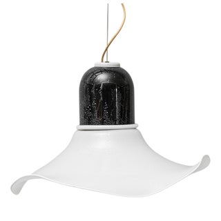 Black and White Glass Pendant Lamp, 1970s For Sale