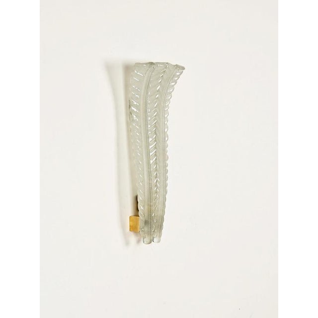 Double-Leaf Murano Glass and Brass Sconce, Italy, 1940s For Sale - Image 11 of 15