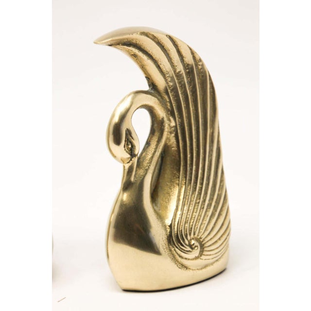 Vintage Polished Cast Brass Art Deco Swan Bookends, circa 1950 A Pair Chairish