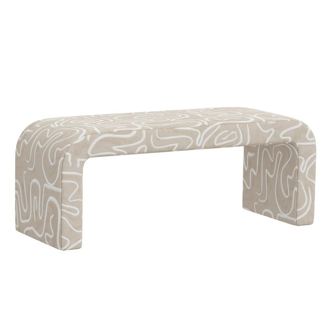 Lulu Waterfall Bench in Evelyn Natural For Sale In Chicago - Image 6 of 6